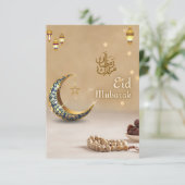 Bruin Modern Eid Mubarak Bedankkaart (Staand voorkant)