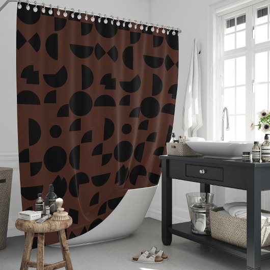 Bruin Modern Elegant Geometrisch Tribal Douchegordijn