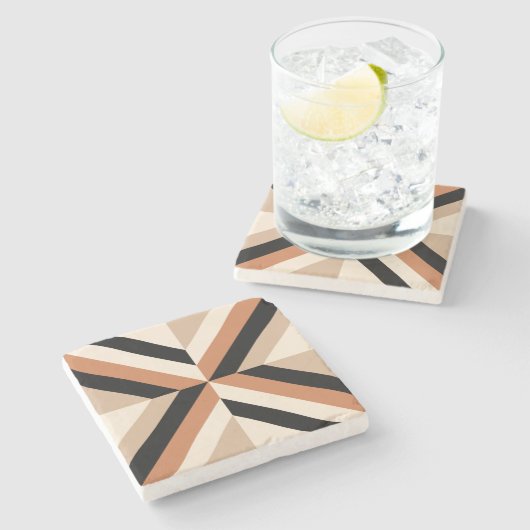Bruin modern geometrisch kleurenblok stenen onderzetter (Zijkant)