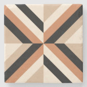 Bruin modern geometrisch kleurenblok stenen onderzetter (Voorkant)