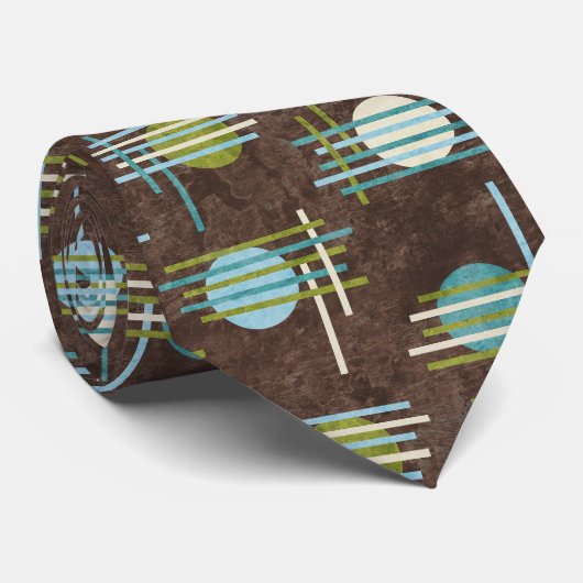 Bruin Modern Geometrisch Stropdas (Opgerold)