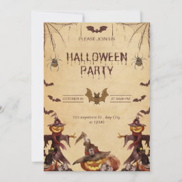 Bruin Modern Halloween Party Uitnodiging