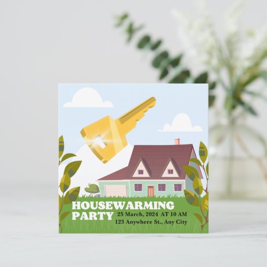 Bruin Modern Housewarming Party Uitnodiging (Staand voorkant)