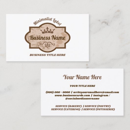 Bruin Modern Minimale Kroon Visitekaartje (Voorkant / Achterkant)