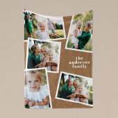 Bruin, modern, multi-fotofamiliecadeau voor thuisd fleece deken