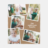 Bruin, modern, multi-fotofamiliecadeau voor thuisd fleece deken (Voorkant)