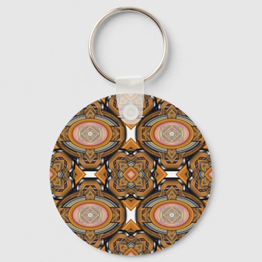 Bruin Modern Oval Abstract Sleutelhanger (Voorkant)