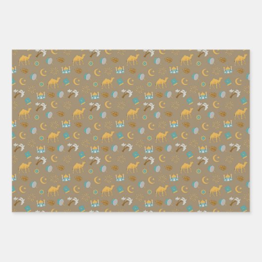 Bruin Modern Ramadan Eid Mubarak Happy Eid Inpakpapier Vel (Voorkant 3)