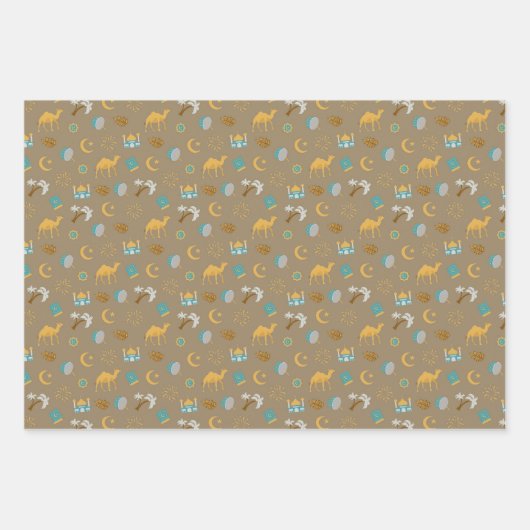 Bruin Modern Ramadan Eid Mubarak Happy Eid Inpakpapier Vel (Voorkant 2)