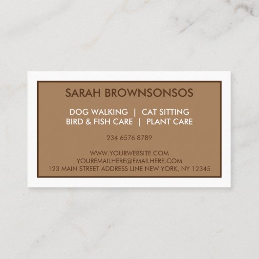 Bruin Modern Retro Dog Visitekaartje (Achterkant)