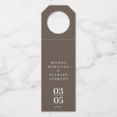 Bruin Modern Simpel Wedding Flessenhanger (Voorkant)