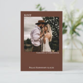 Bruin Modern Simple Minimalist Photo Wedding RSVP Kaartje (Staand voorkant)