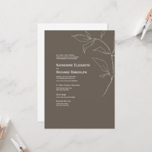 Bruin Modern Two Venue Wedding Uitnodiging