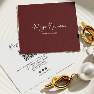 Bruin Moderne Elegante Minimale QR Code Profession Vierkante Visitekaartje