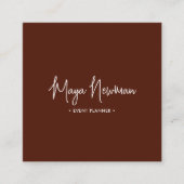 Bruin Moderne Elegante Minimale QR Code Profession Vierkante Visitekaartje (Voorkant)