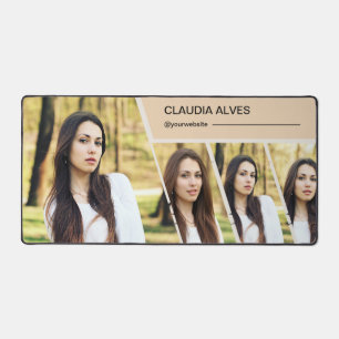 Bruin Moderne Foto Collage Desk Mat