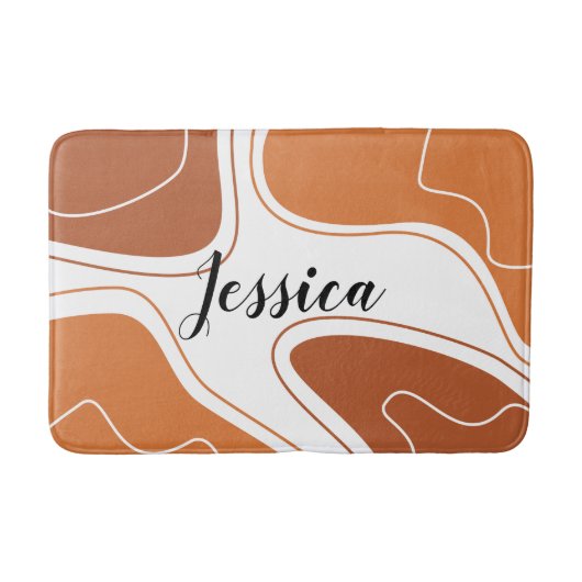 Bruin Moderne Geometrische Vormen Patroonnaam Badmat (Voorkant)
