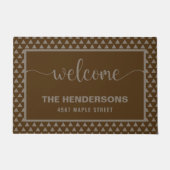 Bruin Moderne Gepersonaliseerde Familienaam Welkom Deurmat (Voorkant)