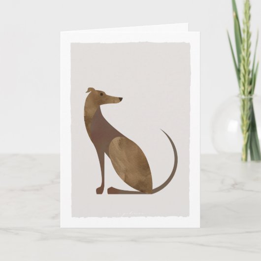 Bruin Moderne Greyhound Illustratie Blank Binnen Bedankkaart (Voorkant)