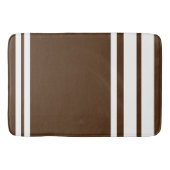 Bruin: Moderne Lijnen in Wit Badmat (Voorkant)