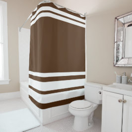 Bruin: Moderne Lijnen in Wit Douchegordijn