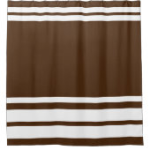 Bruin: Moderne Lijnen in Wit Douchegordijn (Voorkant)