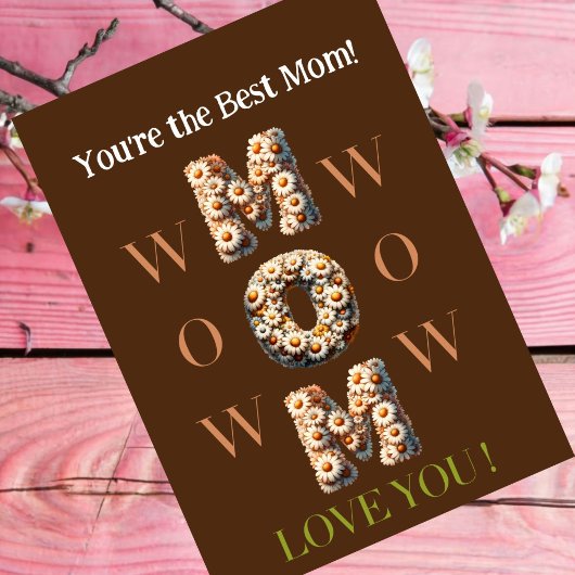 BRUIN Moeder Moederdag kaart met foto, bloemig let