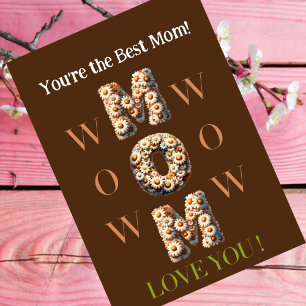 BRUIN Moeder Moederdag kaart met foto, bloemig let