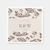 Bruin Monochroom Batik Initialen Bruiloft Servet (Voorkant)