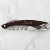 Bruin Monogram Bierwijn Kurkentrekker Flesopener (Achterkant)
