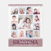 Bruin Monogram Fotocollage Fleece Deken (Voorkant)