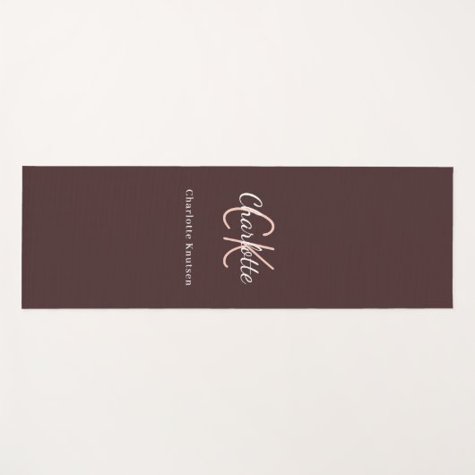 Bruin monogram initialen naam yogamat (Voorkant (horizontaal))