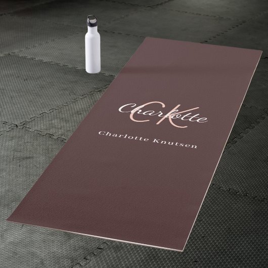 Bruin monogram initialen naam yogamat