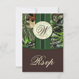 Bruin monogram jachtkamp bruiloft RSVP-kaarten RSVP Kaartje