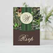 Bruin monogram jachtkamp bruiloft RSVP-kaarten RSVP Kaartje (Staand voorkant)