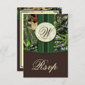 Bruin monogram jachtkamp bruiloft RSVP-kaarten RSVP Kaartje (Voorkant / Achterkant)