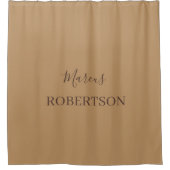 Bruin monogram kalligrafie minimalistisch professi douchegordijn (Voorkant)