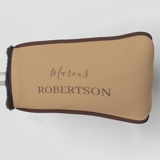 Bruin monogram kalligrafie minimalistisch professi golfheadcover (Voorkant)
