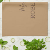 Bruin monogram kalligrafie minimalistisch professi theedoek (Gevouwen)