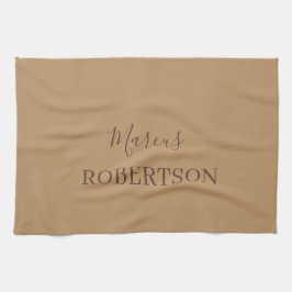 Bruin monogram kalligrafie minimalistisch professi theedoek