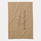 Bruin monogram kalligrafie minimalistisch professi theedoek (Verticaal)