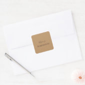 Bruin monogram kalligrafie minimalistisch professi vierkante sticker (Envelop)