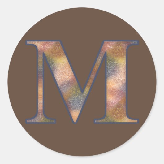 Bruin Monogram M Ronde Sticker (Voorkant)