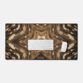 Bruin Monogram Modern Watercolorpatroon Bureaumat (Keyboard & Muis)