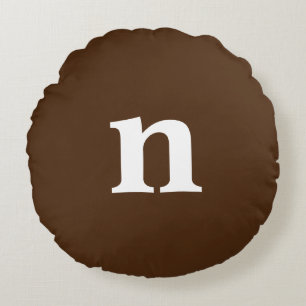 Bruin Monogram Round Pillow Rond Kussen