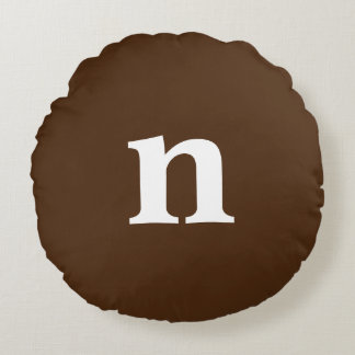 Bruin Monogram Round Pillow Rond Kussen