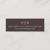 Bruin Monogram RSVP Website Mini Enclosure Kaart Mini Visitekaartje (Voorkant)