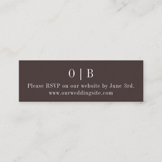 Bruin Monogram RSVP Website Mini Enclosure Kaart Mini Visitekaartje (Voorkant)