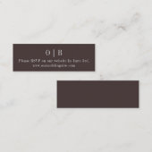 Bruin Monogram RSVP Website Mini Enclosure Kaart Visitekaartje (Voorkant / Achterkant)