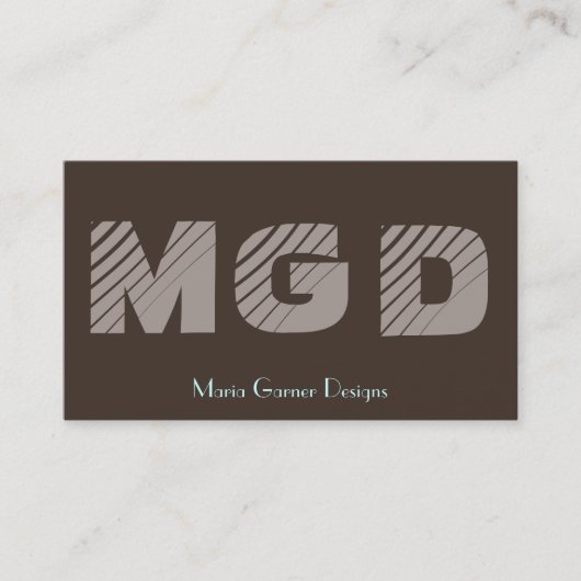  bruin monogram Visitekaartjes (Voorkant)